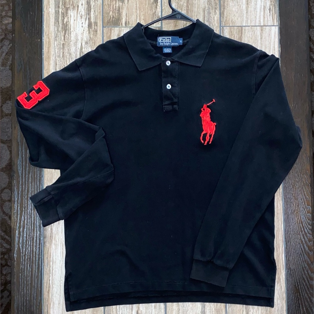 Polo Ralph Lauren Long sleeve, Red embroidery, # 3 big red pony polo shirt